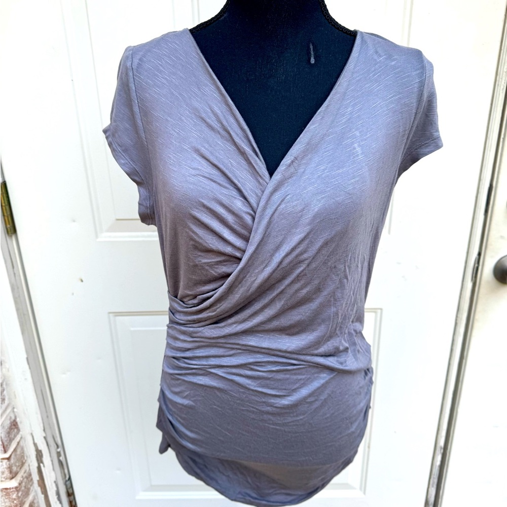 Candie’s, Short Sleeve, V-neck, Gray, Blouse, Size XL
